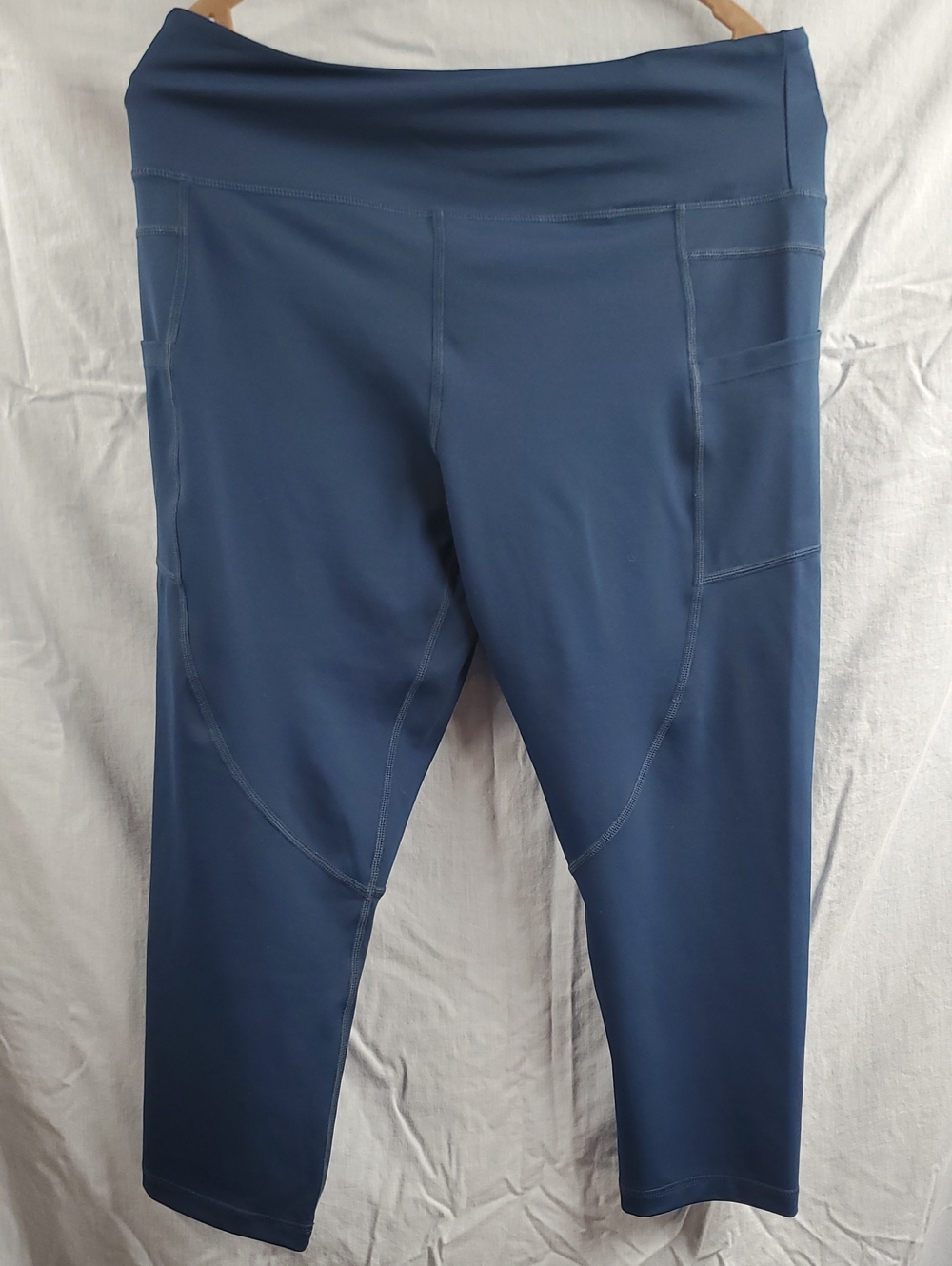 ZYIA Navy Blue High-Waist Leggings with Side Pockets -122